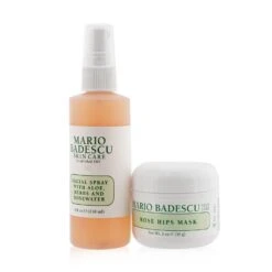 Mario Badescu Rose Mask & Mist Duo Set: Facial Spray With Aloe, Herbs And Rosewater 4oz + Rose Hips Mask 2oz 2pcs