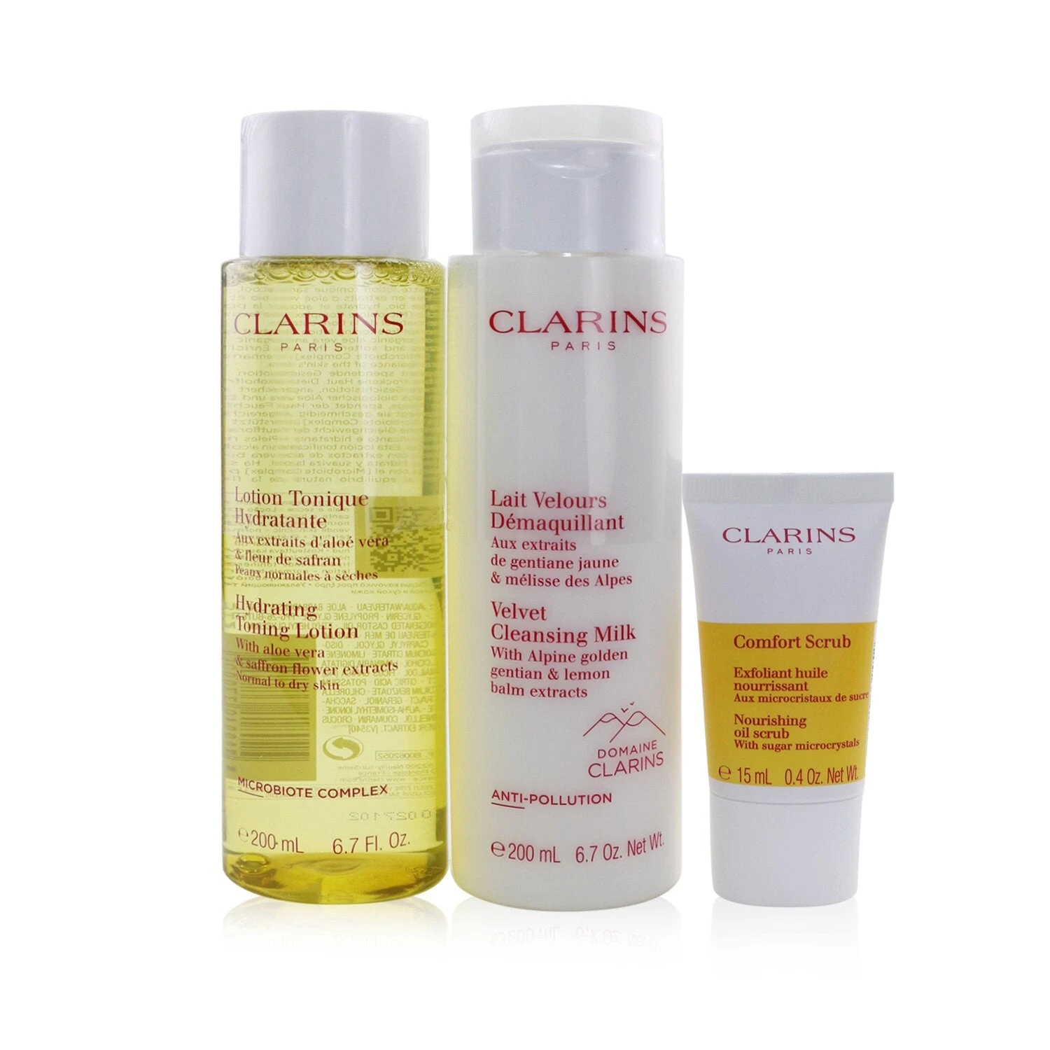 Clarins Perfect Cleansing Set (Normal To Dry Skin): Cleansing Milk 200ml+ Toning Lotion 200ml+ Comfort Scrub 15ml+ Bag 3pcs+1bag 3 Clarins Perfect Cleansing Set (Normal To Dry Skin): Cleansing Milk 200ml+ Toning Lotion 200ml+ Comfort Scrub 15ml+ Bag 3pcs+1bag