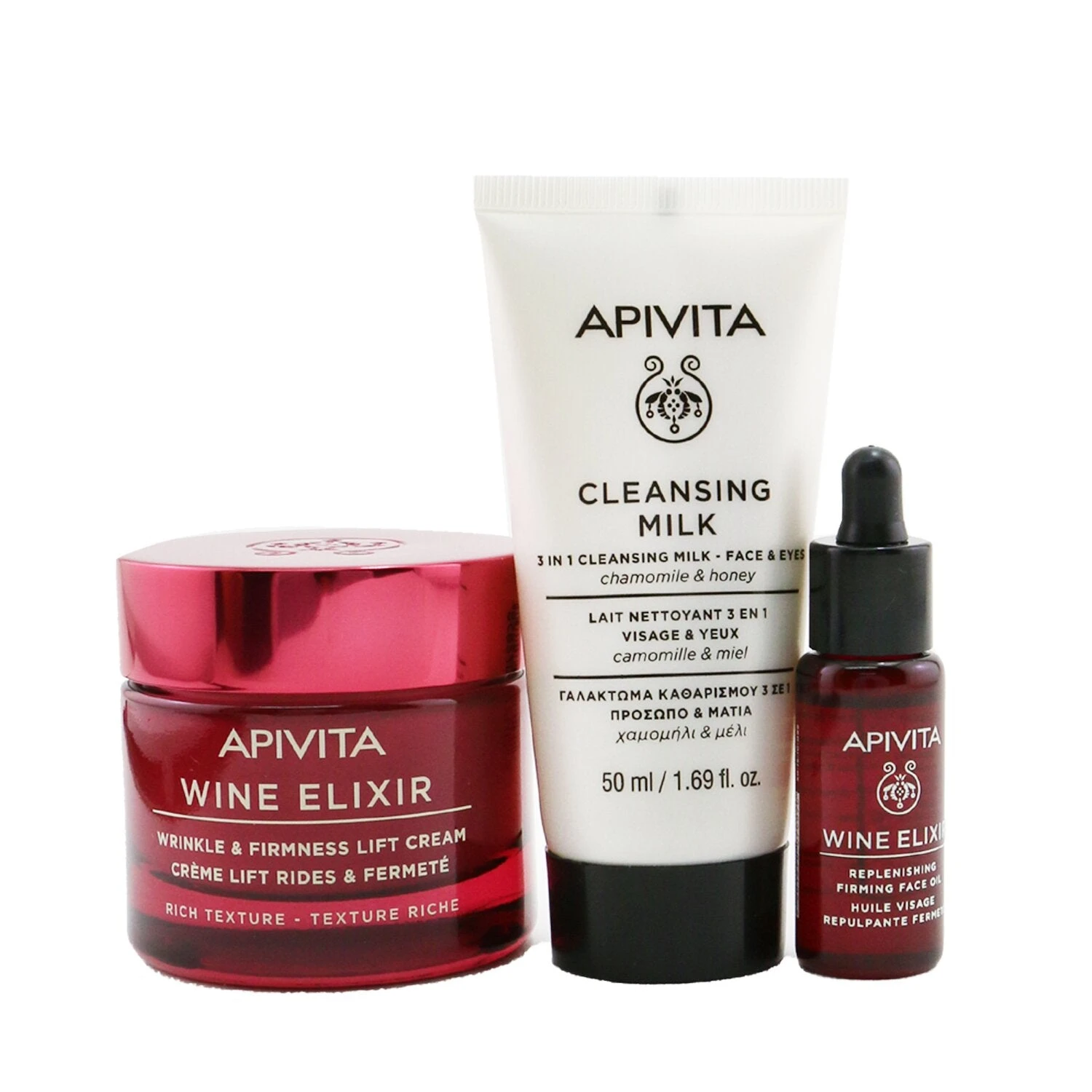 Apivita Di-Vine Beauty (Wine Elixir- Rich Texture) Gift Set: Wrinkle Lift Cream 50ml+ Face Oil 10ml+ Cleansing Milk 50ml+ Pouch 3pcs+1pouch 4 Apivita Di-Vine Beauty (Wine Elixir- Rich Texture) Gift Set: Wrinkle Lift Cream 50ml+ Face Oil 10ml+ Cleansing Milk 50ml+ Pouch 3pcs+1pouch - Image 2