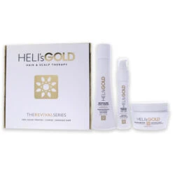 Helis Gold The Revival Series Travel Kit By Helis Gold For Unisex - 3 Pc 3.3oz Revitalize Shampoo, 3.3oz Restructure Masque, 1oz Crystal Cream