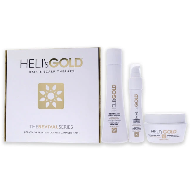 Helis Gold The Revival Series Travel Kit By Helis Gold For Unisex - 3 Pc 3.3oz Revitalize Shampoo, 3.3oz Restructure Masque, 1oz Crystal Cream 3 Helis Gold The Revival Series Travel Kit By Helis Gold For Unisex - 3 Pc 3.3oz Revitalize Shampoo, 3.3oz Restructure Masque, 1oz Crystal Cream